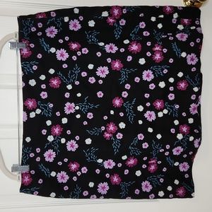 LOFT embroidered floral mini skirt black purple teal white fully lined NWT 18T